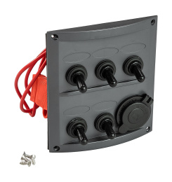 Панель бортового питания 5 переключателей, разъем прикуривателя, предохранители (10160-BK)